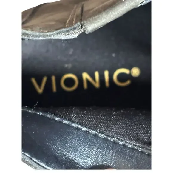 Vionic Uptown Sur Dark Khaki Suede Nubuck Waterproof Platform Ankle Boots Size 8